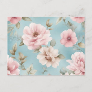 Romantic Vintage Background in Light Blue Postcard