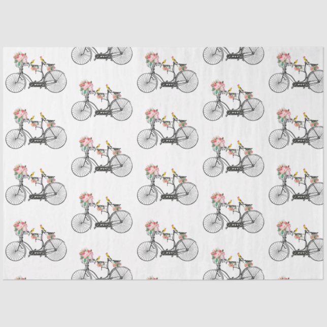 Romantic Vintage Bicycle Flowers & Birds Tissue Paper (Front)