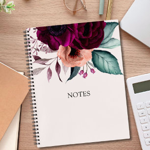 Romantic Vintage Boho Purple Flowers Notebook