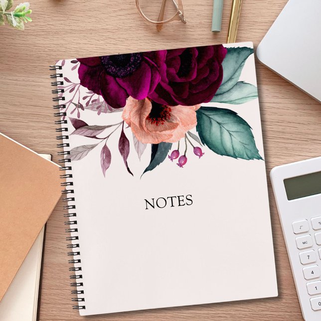 Romantic Vintage Boho Purple Flowers  Notebook (In situ)