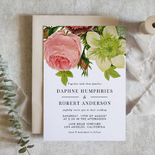 Romantic Vintage Botanical Wedding Invitation