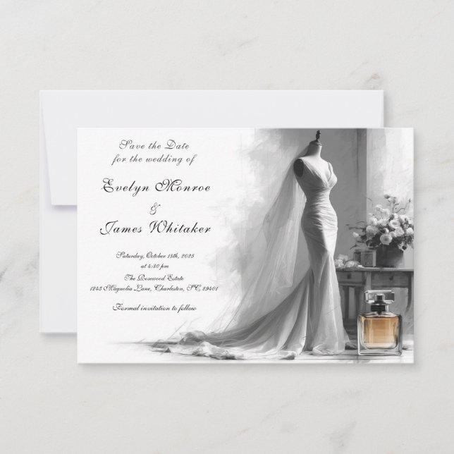 Romantic Vintage Bridal Wedding Save the date (Front)