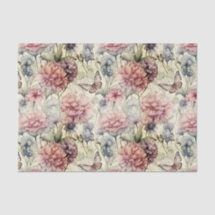 Romantic Vintage Butterflies and Flowers Decoupage Tissue Paper