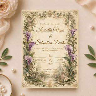 Romantic Vintage Calla Lily Wedding Invitation