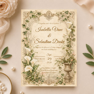 Romantic Vintage Calla Lily Wedding Invitation