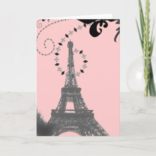 Romantic Vintage eiffel tower Paris Wedding Thank You Card