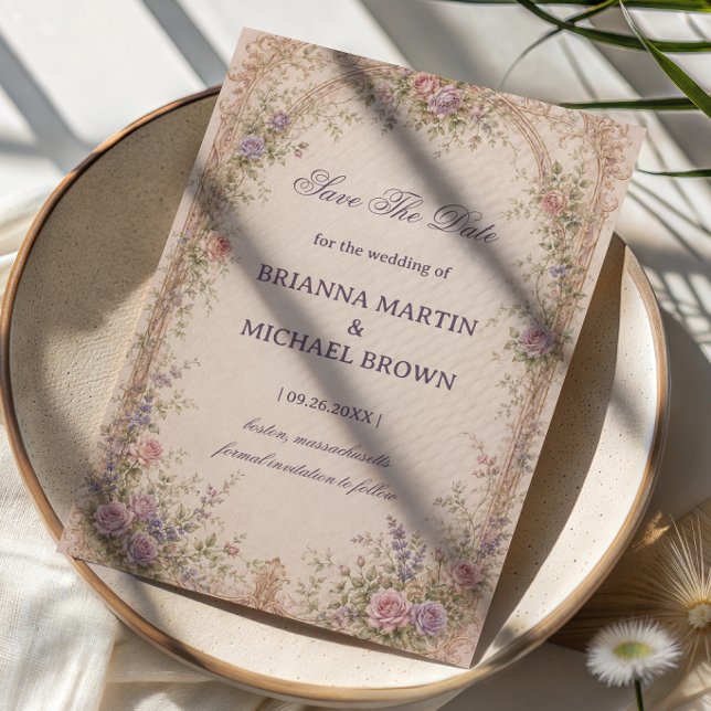 Romantic Vintage Floral Arch Save The Date (Creator Uploaded)
