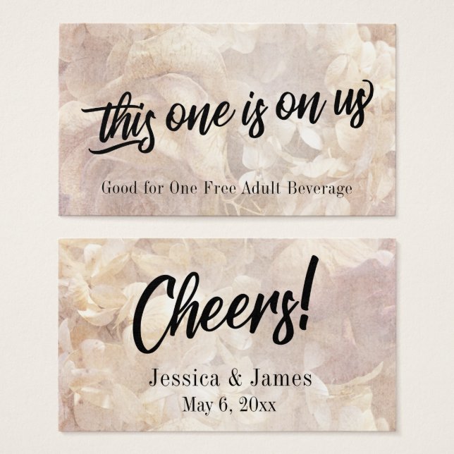 Romantic, Vintage, Floral Drink Ticket Card Pack (Front & Back)