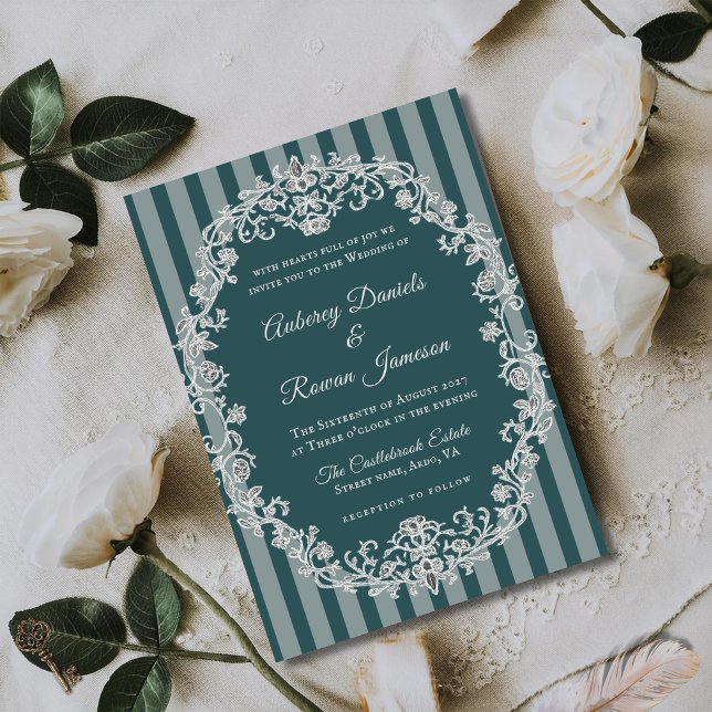 Romantic Vintage Floral Monogram Wedding Invitation (Creator Uploaded)