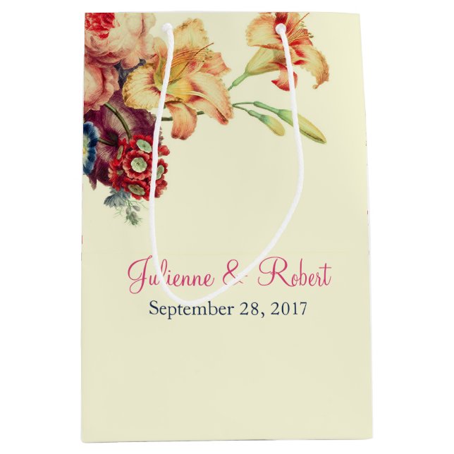 Romantic Vintage Floral Wedding Gift Bag (Front)