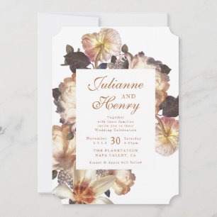 Romantic Vintage Flower Floral Wedding Invitation