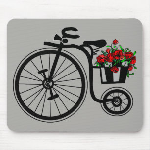 Romantic Vintage Flowers Bike Mouse Pad