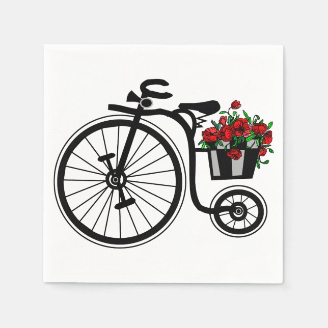 Romantic Vintage Flowers Bike - Napkin (Front)