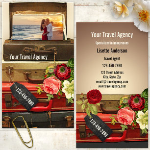 Romantic Vintage Honeymoon Travel Business Card