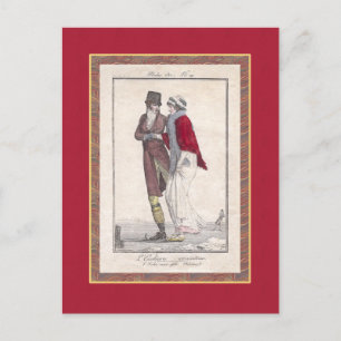 Romantic Vintage Ice Skating Scene Elegant Couple Postcard