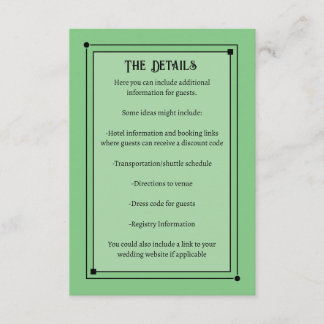 Romantic Vintage Inspired Pale Green Wedding Enclosure Card
