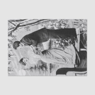 Romantic vintage lovers on a boat tissue paper