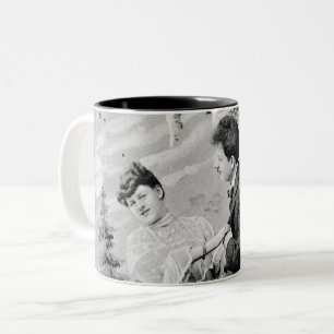 Romantic vintage lovers on a boat Two-Tone coffee mug