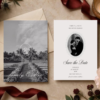 Romantic Vintage Monogram Old Money Wedding Save The Date