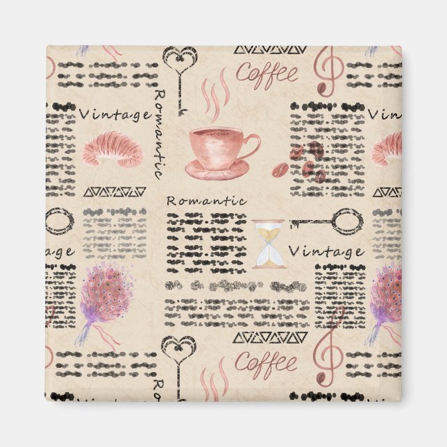 Romantic vintage newspaper magnet (Front)