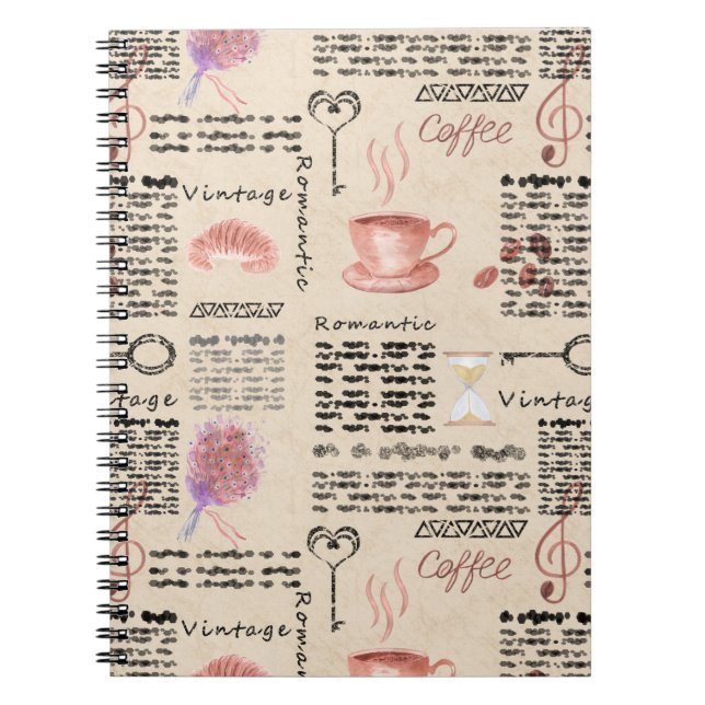 Romantic vintage newspaper notebook (Front)