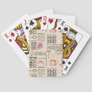 Romantic vintage newspaper playing cards