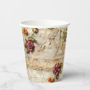 Romantic Vintage Parchment Letter Paper Cups