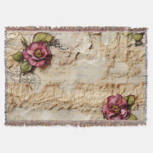Romantic Vintage Parchment Letter Throw Blanket