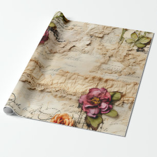 Romantic Vintage Parchment Letter Wrapping Paper
