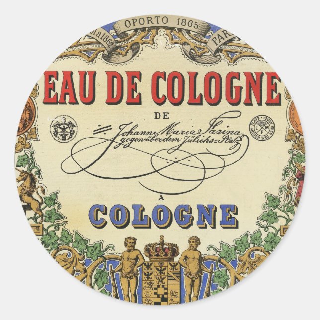 Romantic Vintage Parisian Perfume Label. Classic Round Sticker (Front)