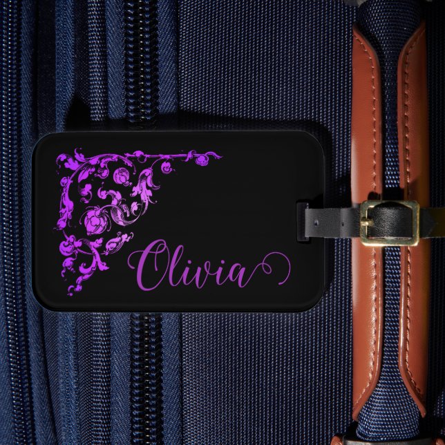 Romantic, Vintage Personalised Luggage Tag (Front Insitu 4)
