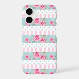 Romantic Vintage Pink & Mint Floral Roses Pattern
