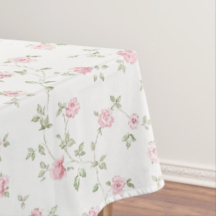 Romantic Vintage Pink Roses Soft Farmhouse Floral Tablecloth