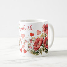 Romantic Vintage Poppies and Hearts