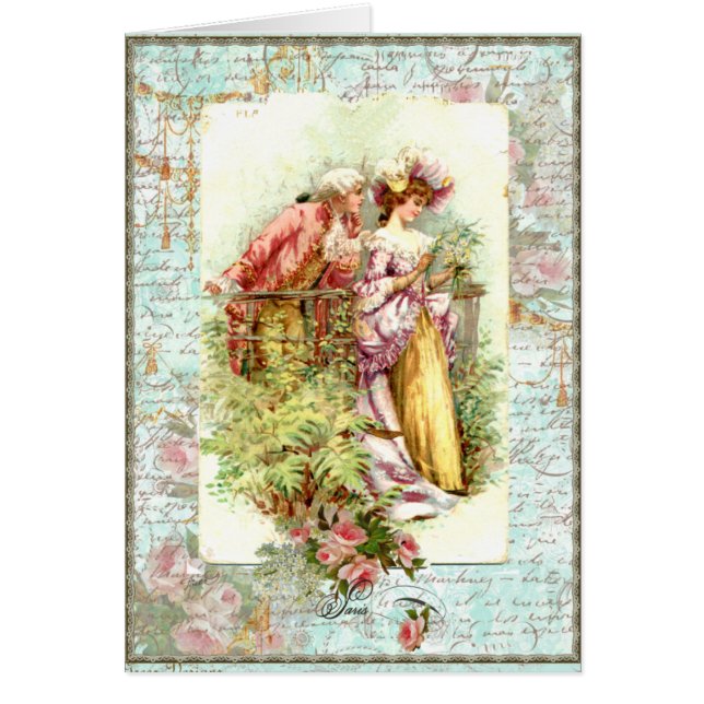 Romantic Vintage Regency Couple with Roses (Front)