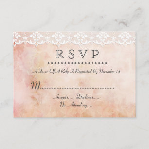 Romantic Vintage Rose and Lace Wedding RSVP Custom Card