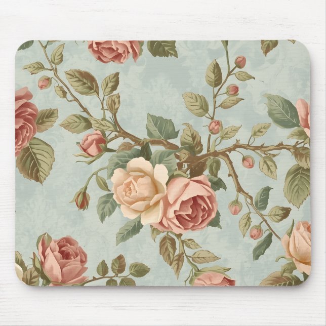 Romantic Vintage Rose Garden Mouse Pad (Front)
