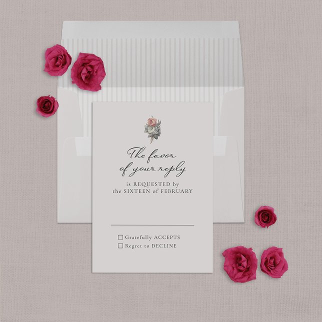 Romantic vintage rose theme Response Card (Creator Uploaded)