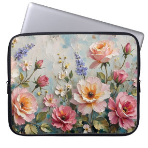 Romantic Vintage Roses in Pink and Peach Garden Laptop Sleeve