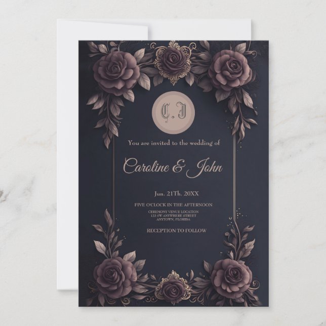 Romantic vintage roses.  invitation (Front)