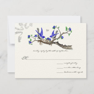 Romantic Vintage Royal Blue Wedding RSVP Card