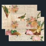 Romantic Vintage songbird with blush & gold roses  Wrapping Paper Sheet<br><div class="desc">A truly enchanting vintage songbird with roses in gold and blush tones romantic wrapping paper collection. This beautifully printed wrapping paper comes in a set of three conveniently pre-cut sheets. Ideal for gift wrapping,  party favours,  or making your next creative DIY crafting project really stand out! © Julie McIver/WickedlyLovely</div>