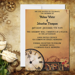 Romantic Vintage Steampunk Victorian Wedding Invitation