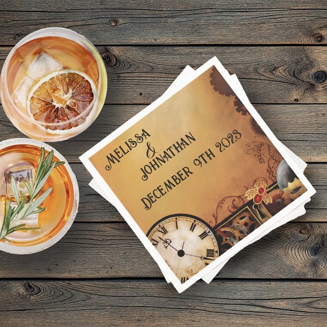 Romantic Vintage Steampunk Victorian Wedding Napkin (Creator Uploaded)