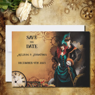 Romantic Vintage Steampunk Victorian Wedding Save The Date