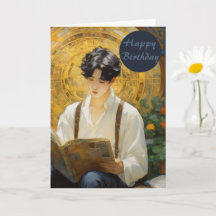 Romantic Vintage Style Art of Boy Reading