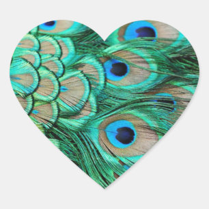 romantic vintage turquoise teal peacock wedding heart sticker
