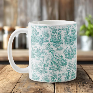 Romantic Vintage Turquoise Toile French Country Coffee Mug