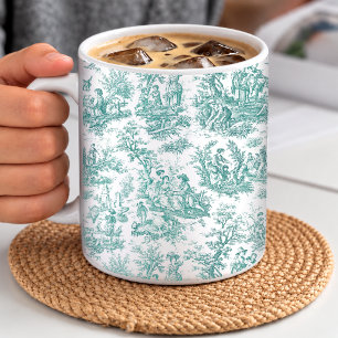 Romantic Vintage Turquoise Toile French Country Coffee Mug