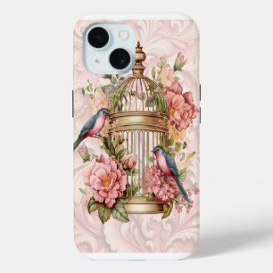 Romantic Vintage Watercolor Floral Birdcage iPhone 15 Case